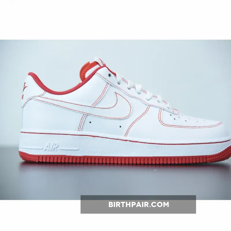 Nike Air Force 1 White University Red Stitch #Nike Air Force Stitch