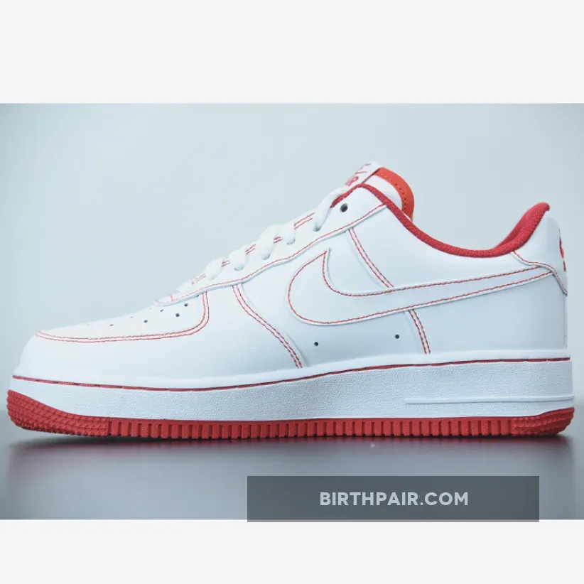 Nike Air Force 1 White University Red Stitch #Nike Air Force Stitch