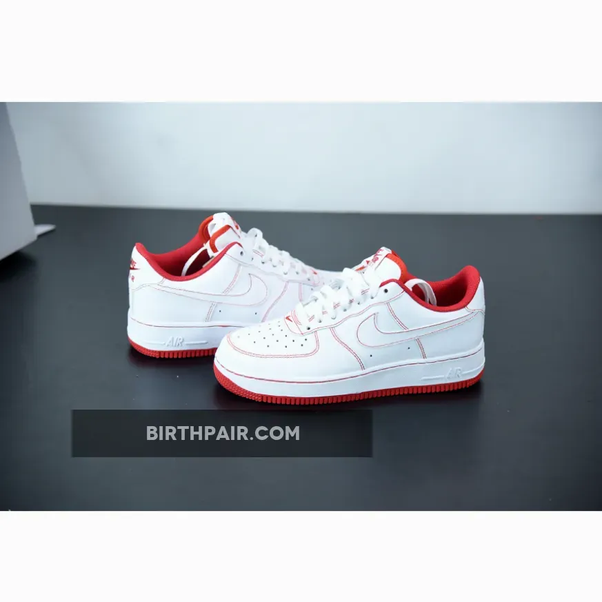 Nike Air Force 1 White University Red Stitch #Nike Air Force Stitch