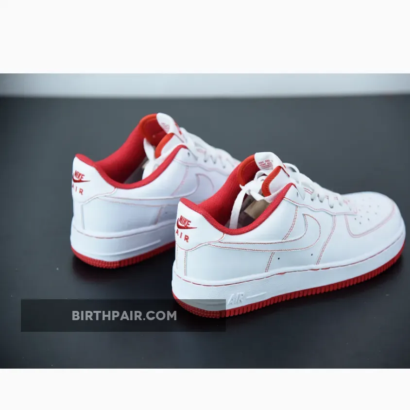 Nike Air Force 1 White University Red Stitch #Nike Air Force Stitch