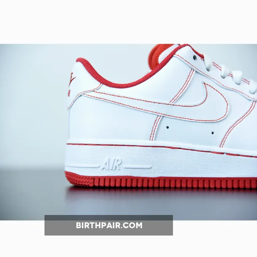 Nike Air Force 1 White University Red Stitch #Nike Air Force Stitch