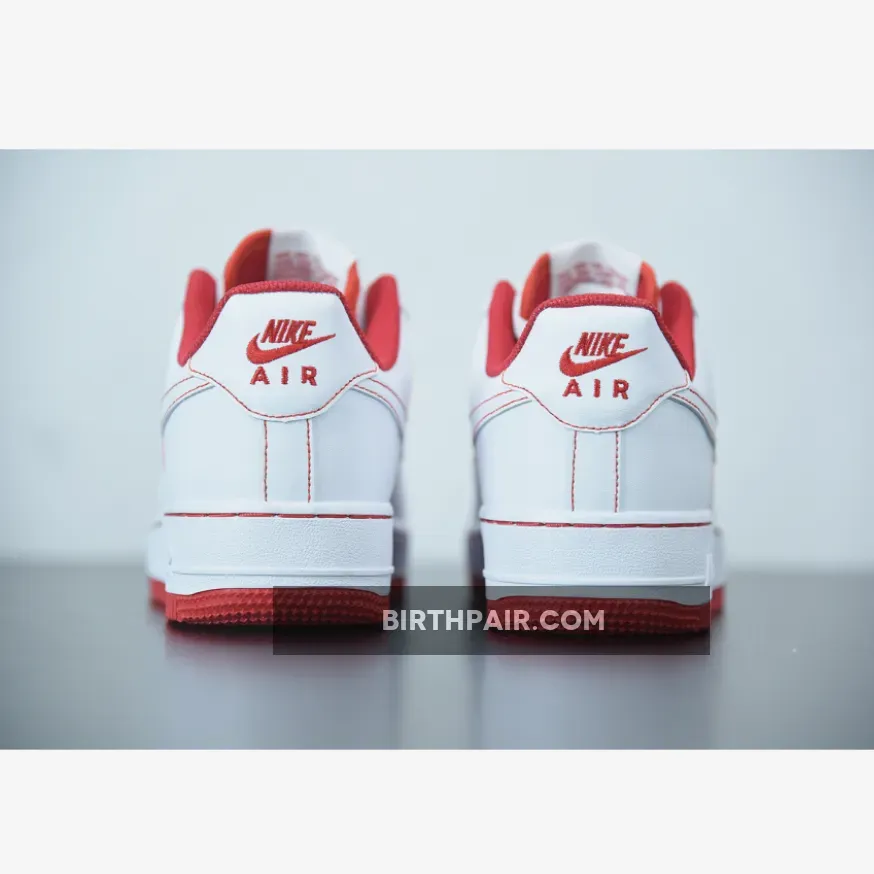 Nike Air Force 1 White University Red Stitch #Nike Air Force Stitch