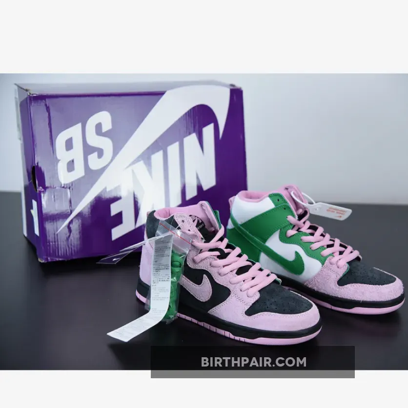 Nike Sb Dunk High 'Invert Celtics' Black/Pink Rise-Lucky Green