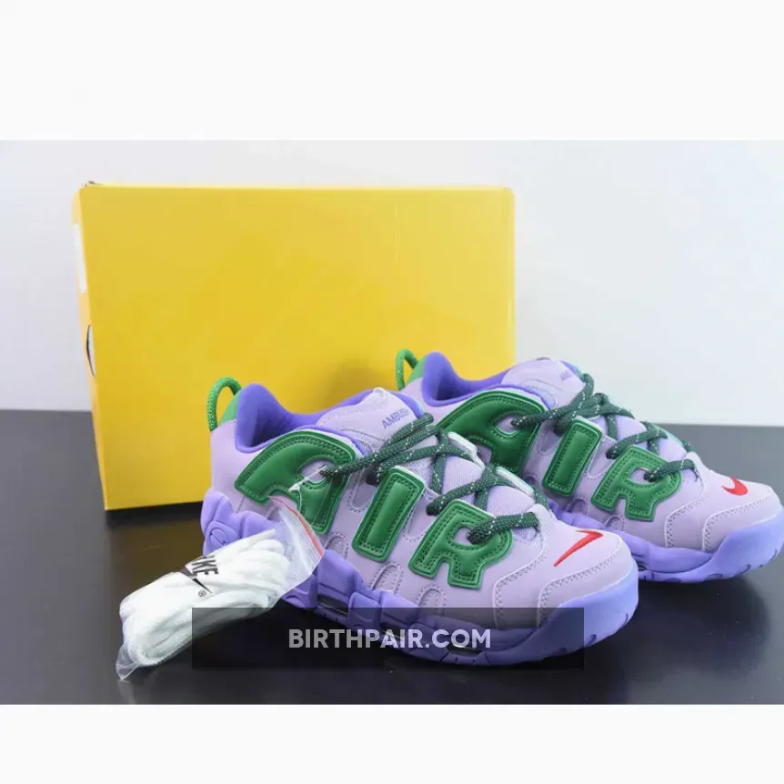 AMBUSH x Nike Air More Uptempo Lilac/Apple Green-University Red