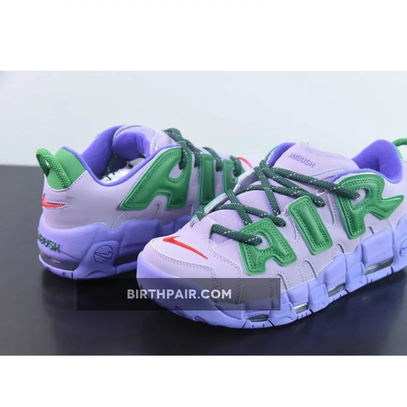 AMBUSH x Nike Air More Uptempo Lilac/Apple Green-University Red