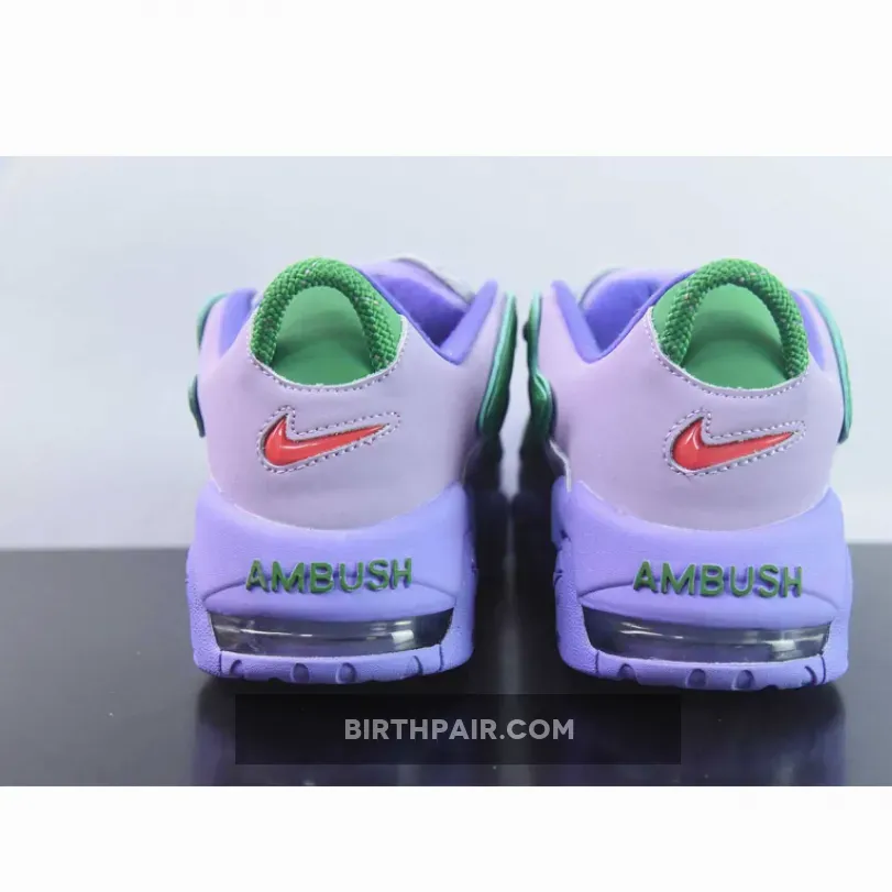 AMBUSH x Nike Air More Uptempo Lilac/Apple Green-University Red