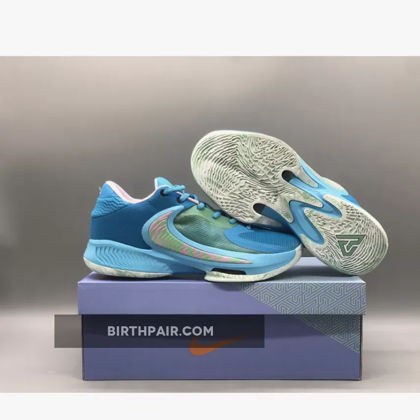 Giannis 4 Grey Nike Zoom Freak 4 Laser Blue/Lilac-Light Menta