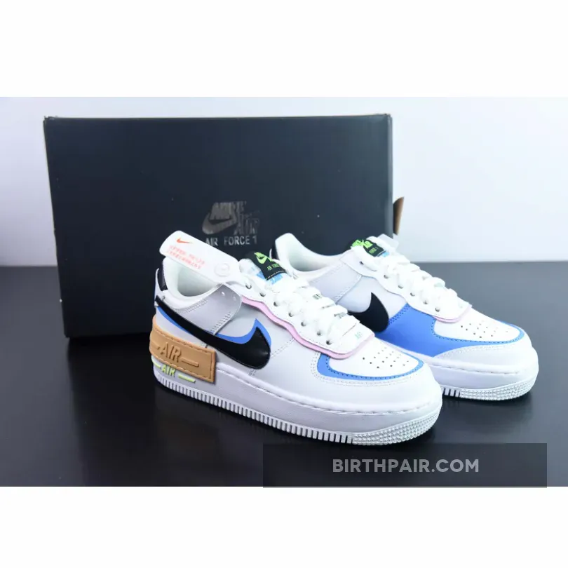 Ladies Nike Air Force 1 Shadow White Pink Blue FJ0735-100 Outlet