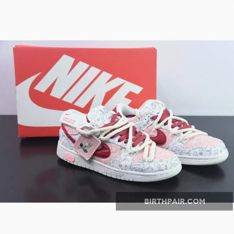 Custom Nike Dunk Low 'White Paisley' White Red 1684477847 New Releases