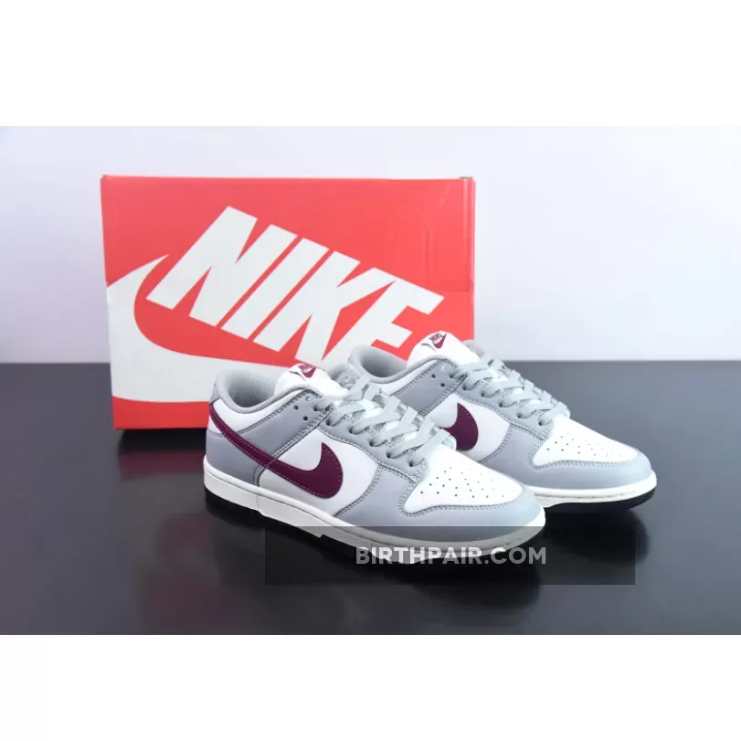 Nike Dunk Low Grey White Burgundy DD1503-122 maroon nike dunks
