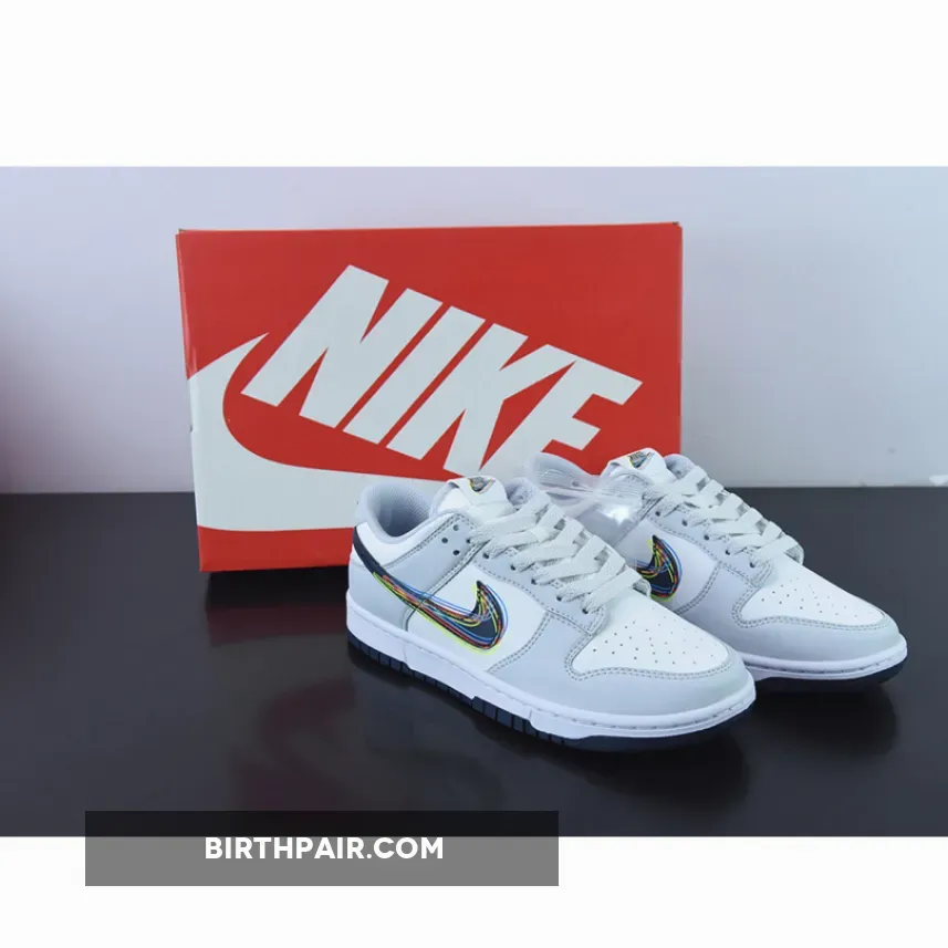 Kids Nike Dunk Low White Grey DV6482-100 / dunk low se gs 3d swoosh