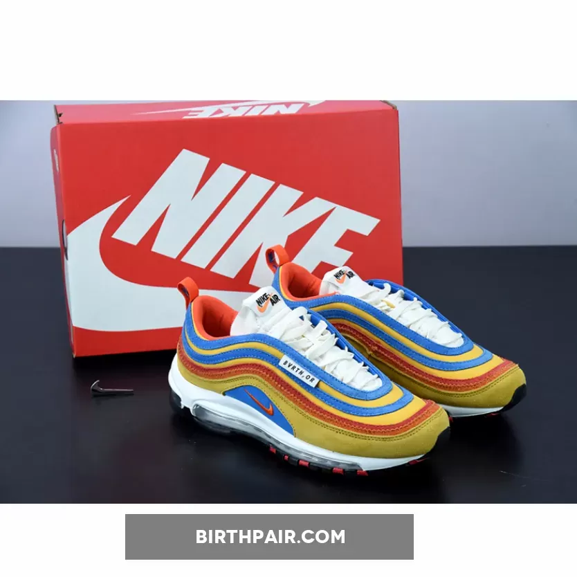 Nike Air Max 97 SE 'Running Club' Pollen/Blue-University Red-Orange DH1085-700 / Air Max 97 Pollen