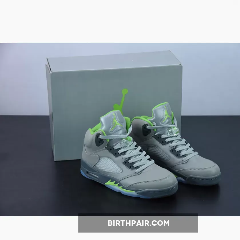 Air Jordan 5 Silver/Green Bean/Flint Grey DM9014-003 / retro 5 grey and green