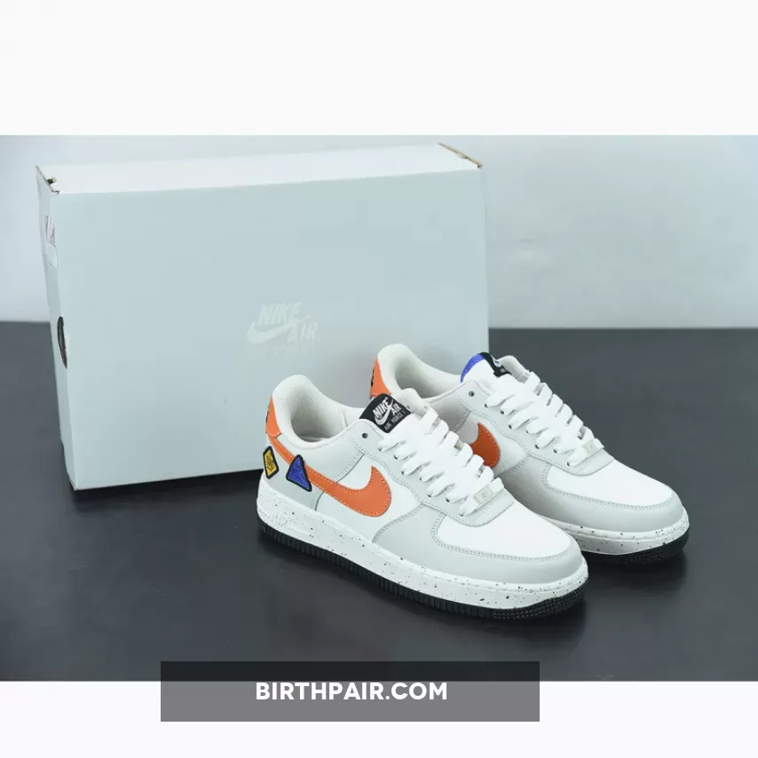 Nike Air Force 1 Light Bone/Sail-White-Blue Stone-Starfish Orange / Light Bone Blue