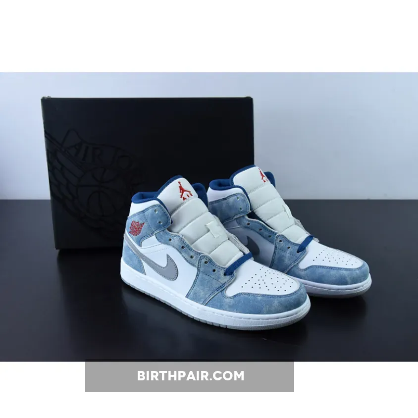 Grey White And Red Jordans Air Jordan 1 Mid French Blue Fire Red