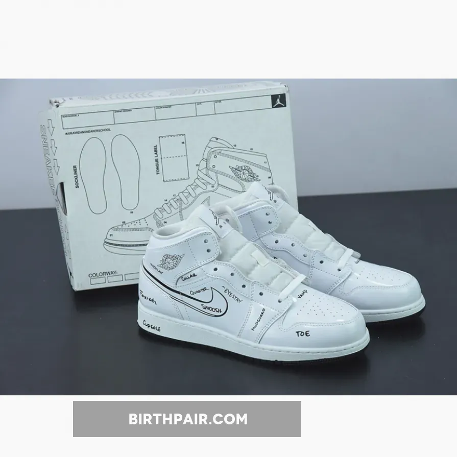 Air Jordan 1 Mid Gs Schematic Air Jordan 1 Mid 'Schematic' White Black