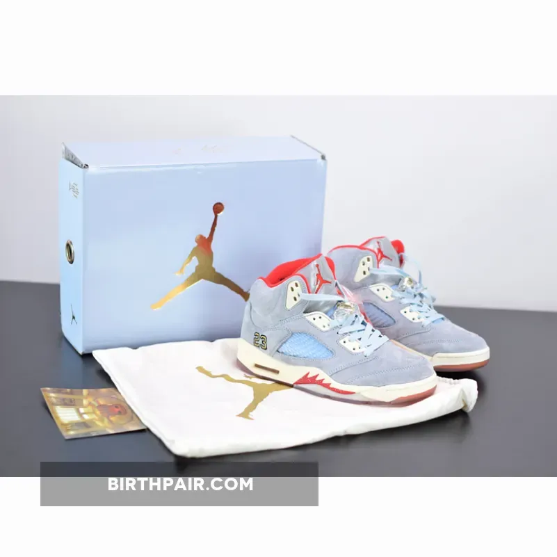 Jordan 5 Gold And White Trophy Room x Air Jordan 5 JSP Ice Blue/Sail-Metallic Gold-University Red