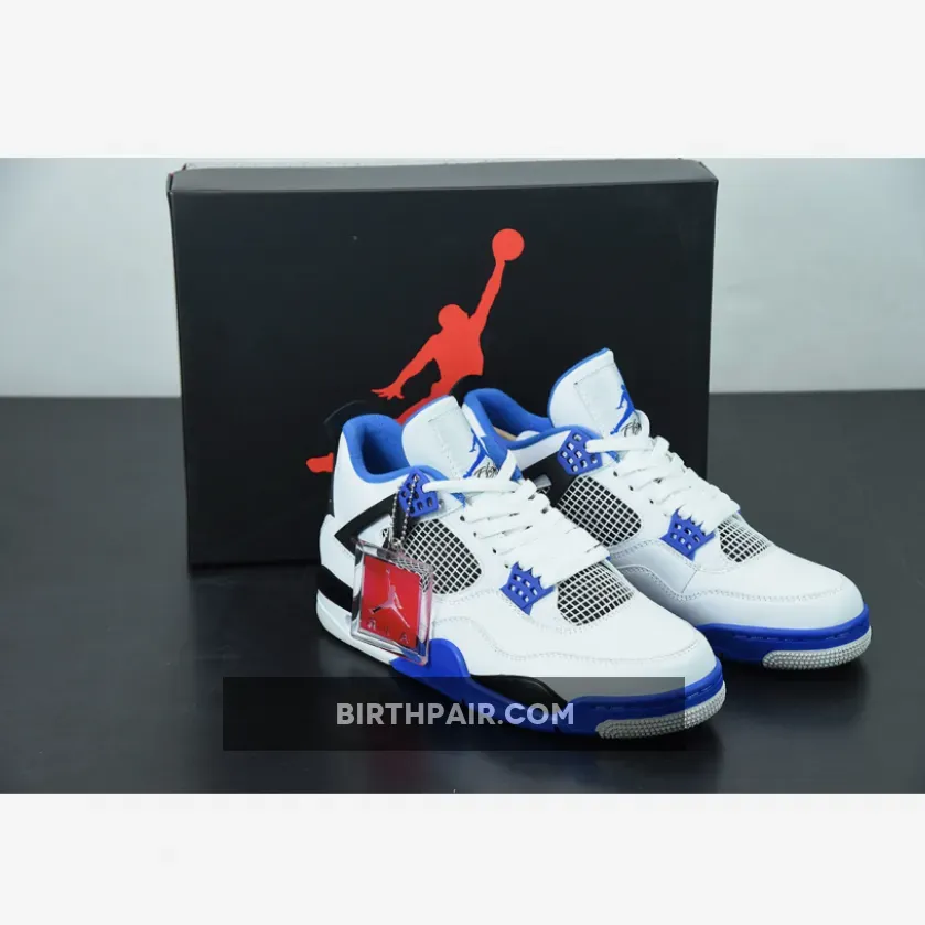 White Blue Jordan 4 Retro Air Jordan 4 'Motorsport' White/Game Royal-Black