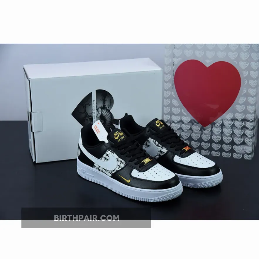 Nike Air Force 1 Low Black Gold White CZ0270-001 - nike air force 1 low white black gold