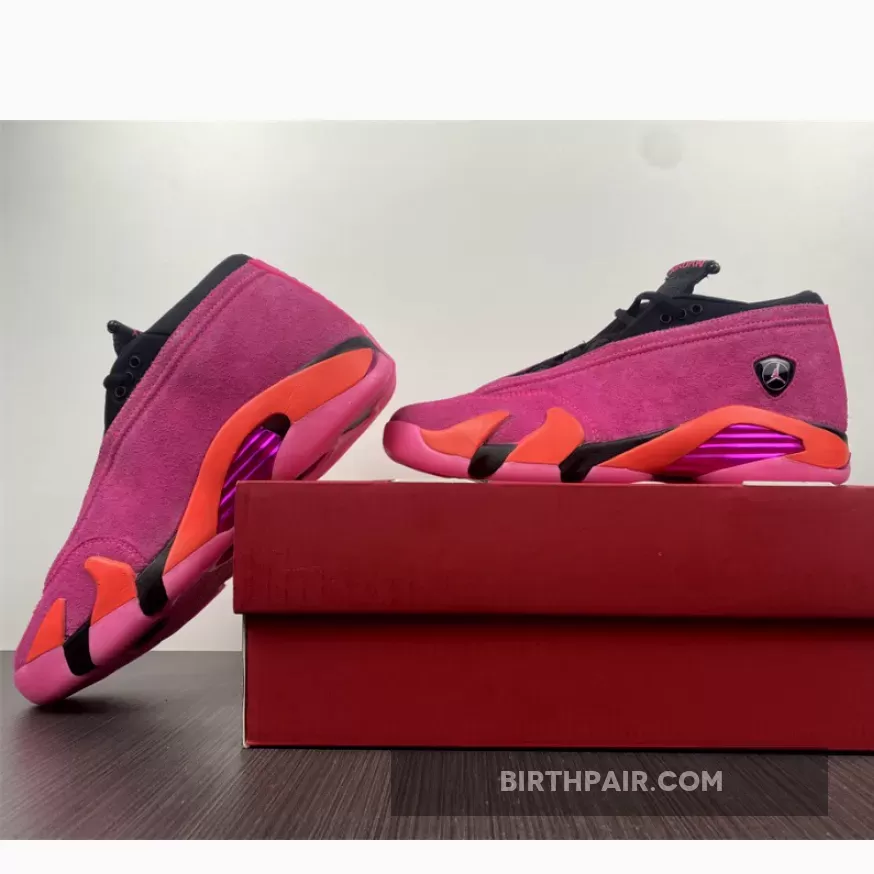 Womens Air Jordan 14 #Jordan 14 Retro Low Shocking Pink