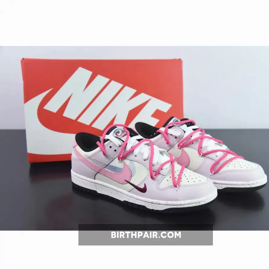 Custom Nike Dunk Low ‘Multiple Swooshes’ Pink Sail Black