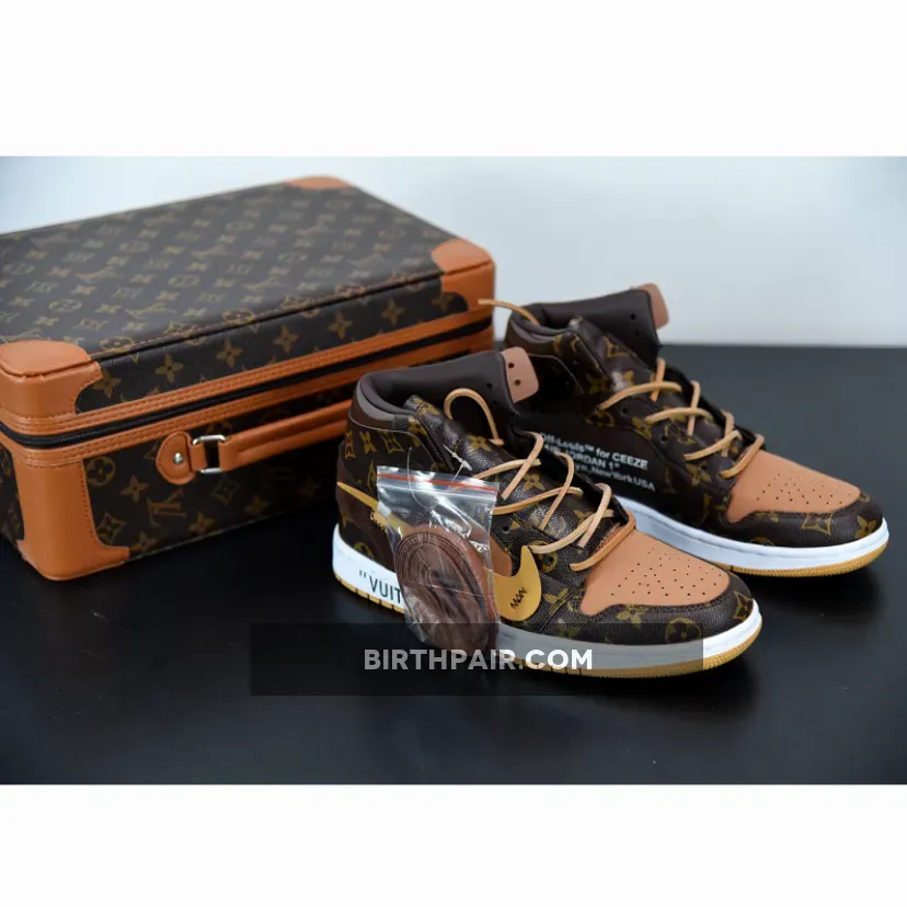 Custom Off White Jordan 4 / OFF–WHITE x Air Jordan 1 Brown