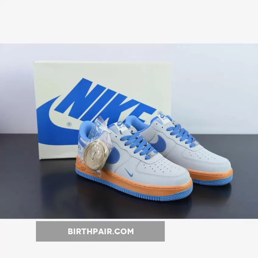 Custom Nike Air Force 1 Low Grey Blue Orange 1678610339 Discount