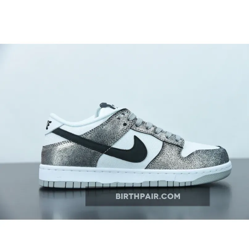 Nike Dunk Low Metallic Nike Dunk Low Silver Cracked Leather Black White