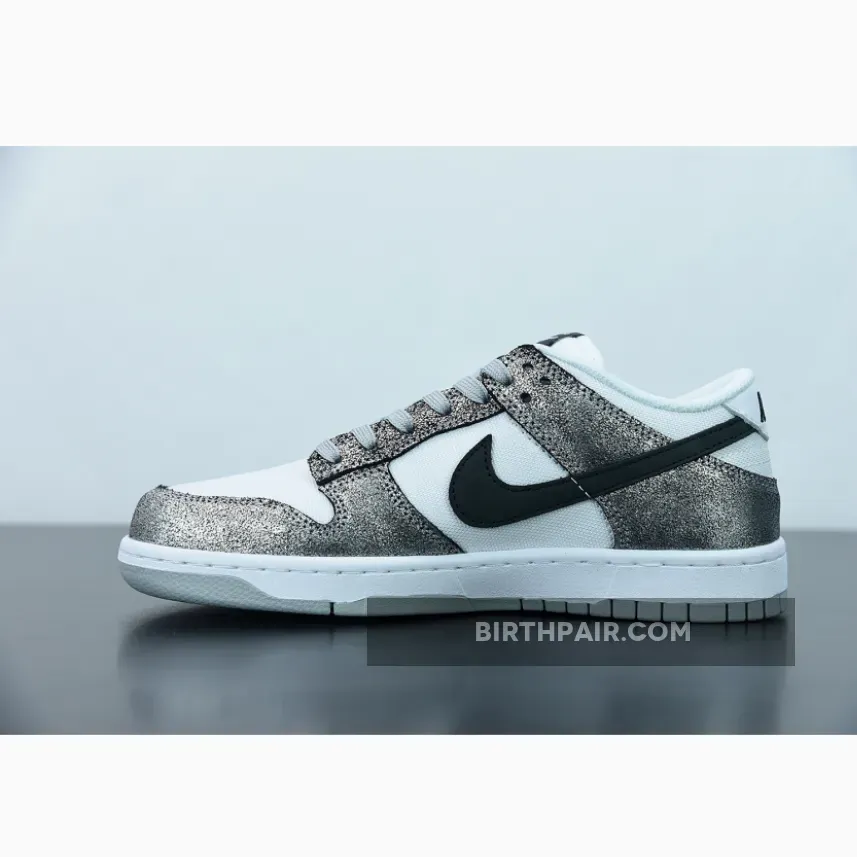 Nike Dunk Low Metallic Nike Dunk Low Silver Cracked Leather Black White