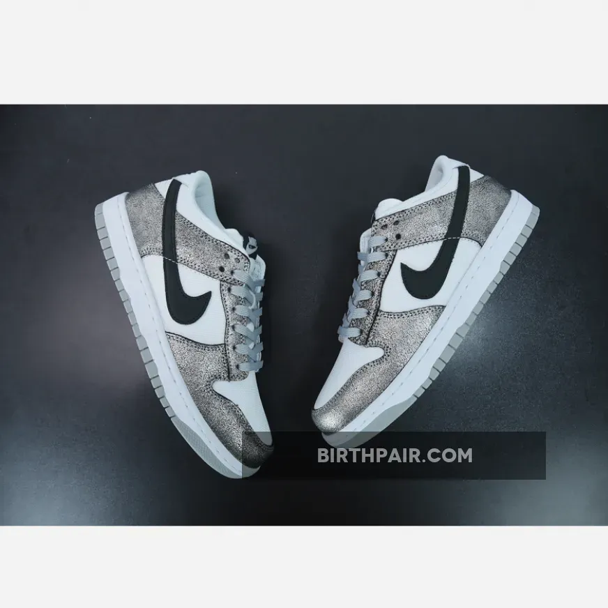 Nike Dunk Low Metallic Nike Dunk Low Silver Cracked Leather Black White