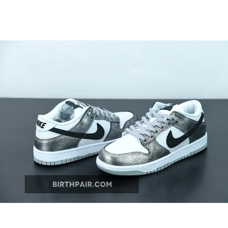 Nike Dunk Low Metallic Nike Dunk Low Silver Cracked Leather Black White