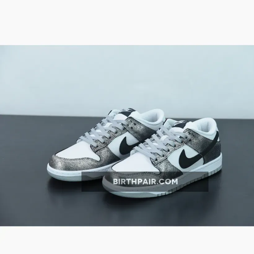 Nike Dunk Low Metallic Nike Dunk Low Silver Cracked Leather Black White