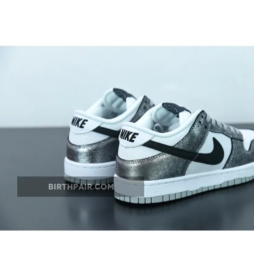 Nike Dunk Low Metallic Nike Dunk Low Silver Cracked Leather Black White
