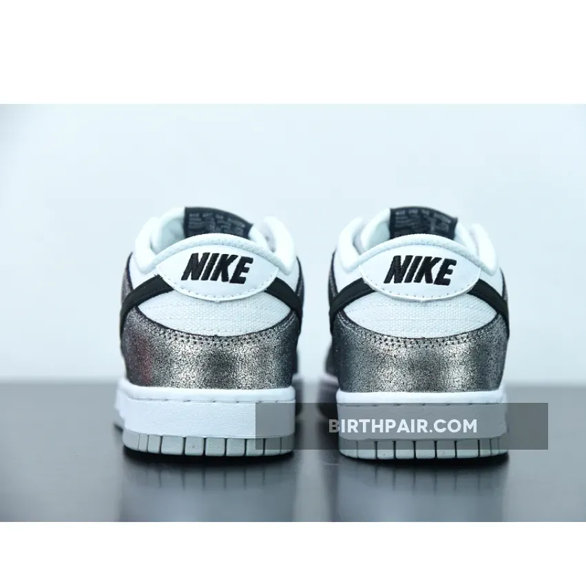 Nike Dunk Low Metallic Nike Dunk Low Silver Cracked Leather Black White