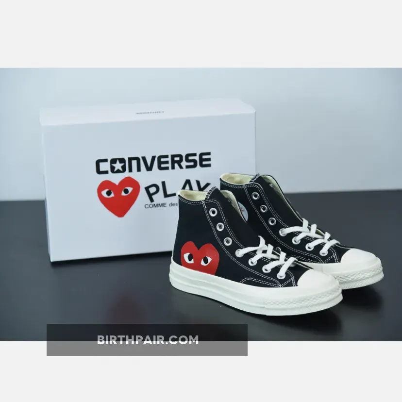 Comme des Garcons PLAY x Converse Chuck Taylor All Star 70 High Black Red Comme Des Garcons Slides