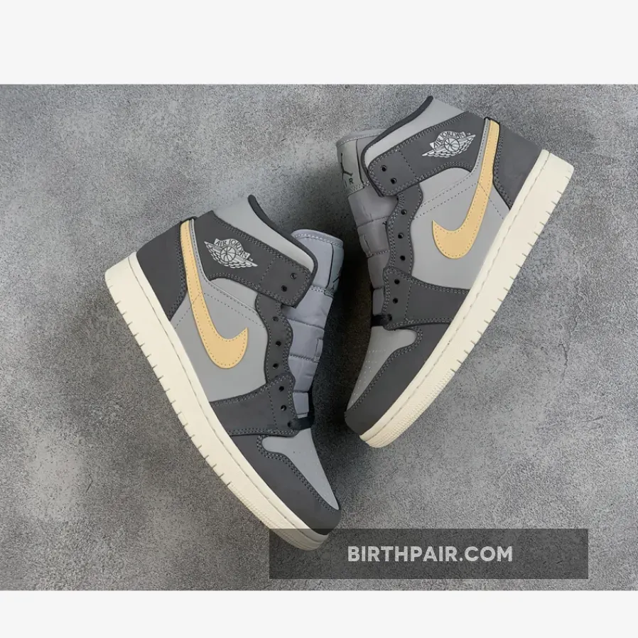 Air Jordan 1 Mid Light Grey/Dark Grey BQ6472-020 jordan 1 onyx