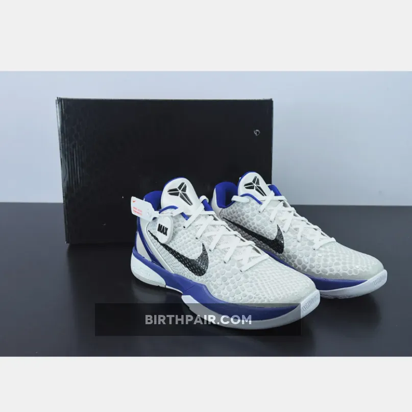 Nike Kobe 6 White/Black/Neutral Grey/Concord 429659-100 nike zoom kobe 6 concord