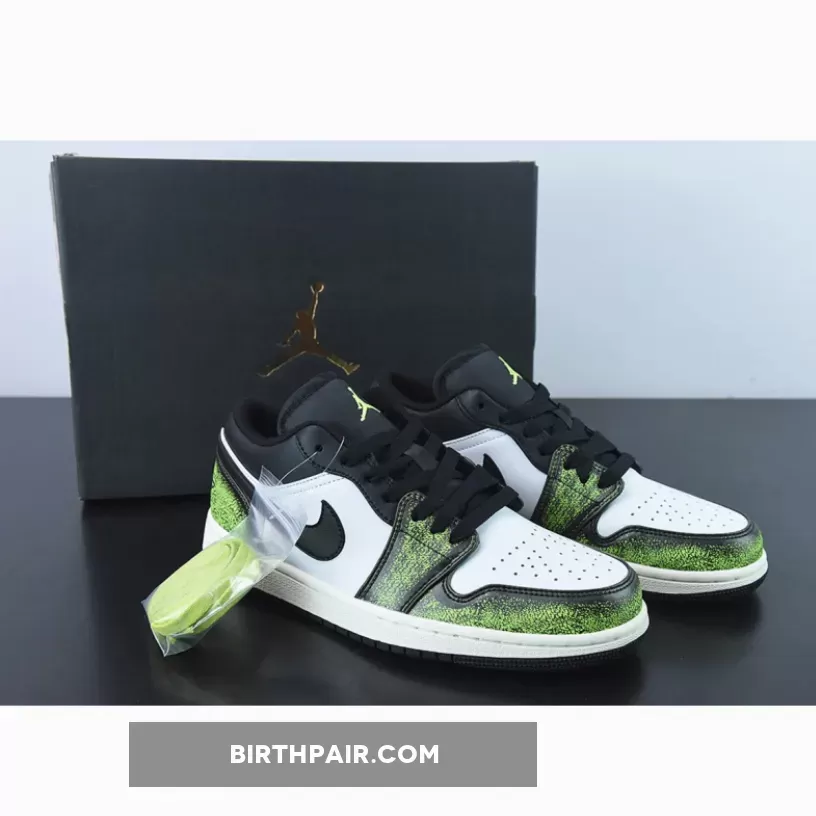 Air Jordan Electric Green / Air Jordan 1 Low Wear Away Black Green