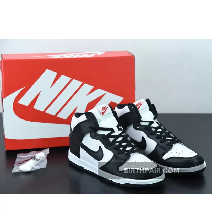Nike Dunk High Panda Black White White And Red Dunks High