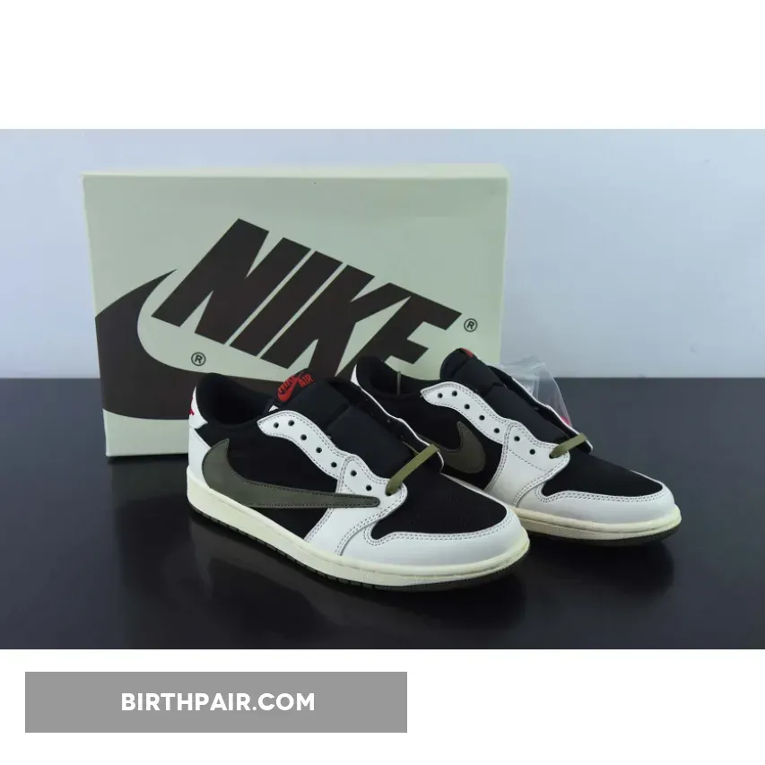 Travis Scott Jordans 1 / Travis Scott x Air Jordan 1 Low OG Sail/University Red-Black-Medium Olive
