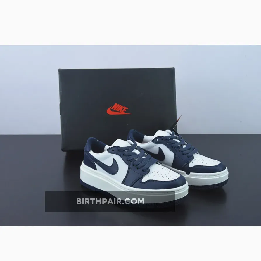 Jordan 1 Navy / Air Jordan 1 Elevate Low White/Midnight Navy-Sail