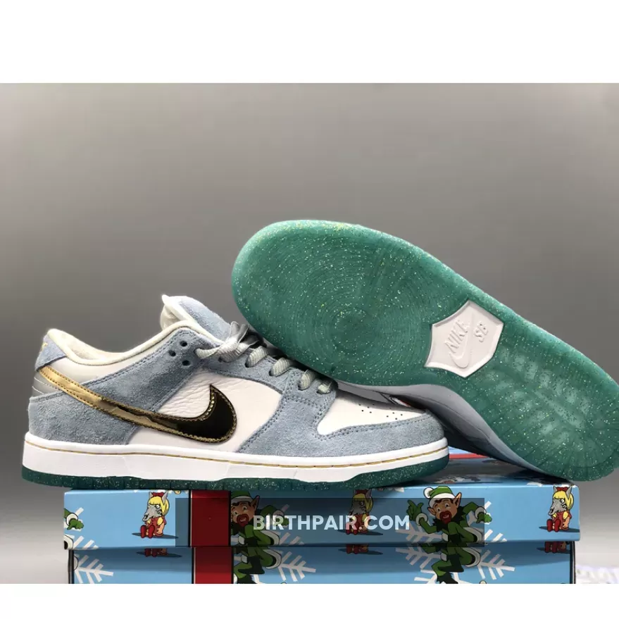 Nike Sean Cliver X Dunk Low Sb 'Holiday Special' White/Psychic Blue/Metallic Gold / Sean Cliver Sb