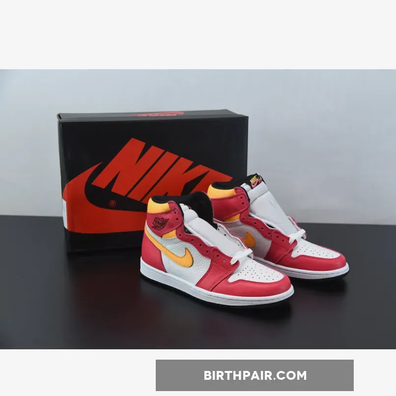 Yellow And Red Jordan 1 Air Jordan 1 High OG Light Fusion Red/White-Laser Orange-Black