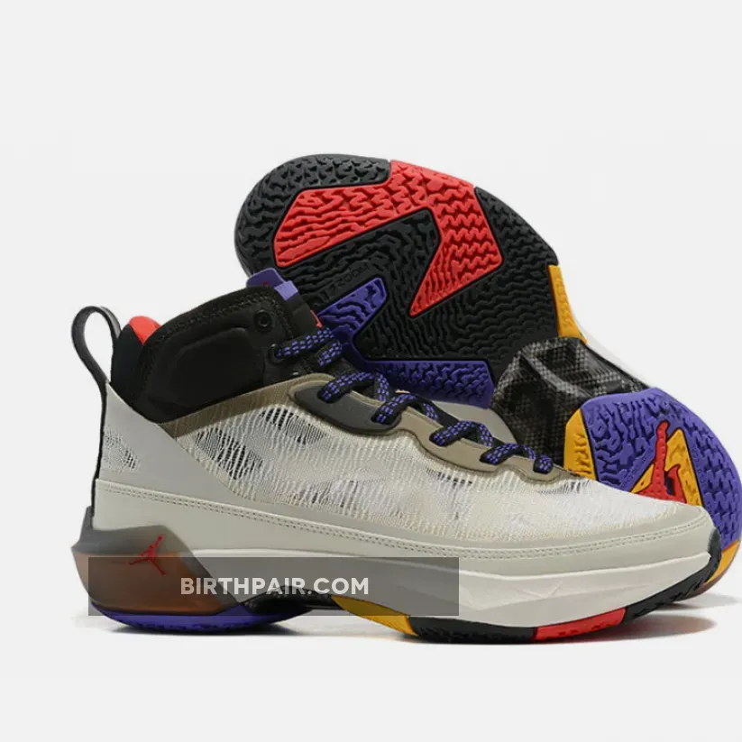 Air Jordan 37 Light Bone/Fire Red/Black/Dark Concord #air jordan 37 beyond borders