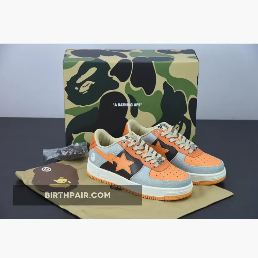 A Bathing Ape Bape Sta Low Cool Grey/Orange-Mocha 1675865069 - Grey Sta