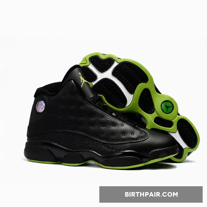 Air Jordan 13 Retro Black/Altitude Green 414571-042 #air jordan 13 green