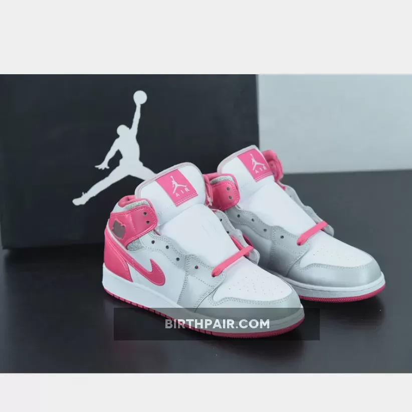 Air Jordan 1 Mid White/Metallic Platinum-Dynamic Pink