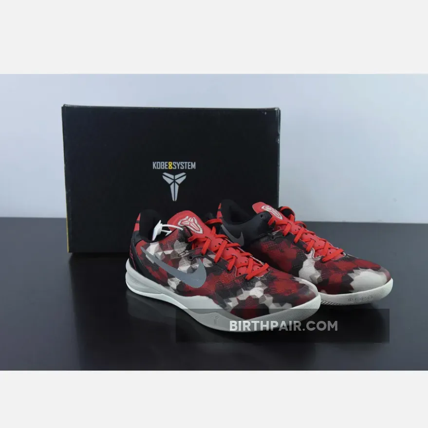 Kobe 8 Challenge Red Nike Kobe 8 System Milk Snake University Red/Sail-Noble Red-Peal Grey