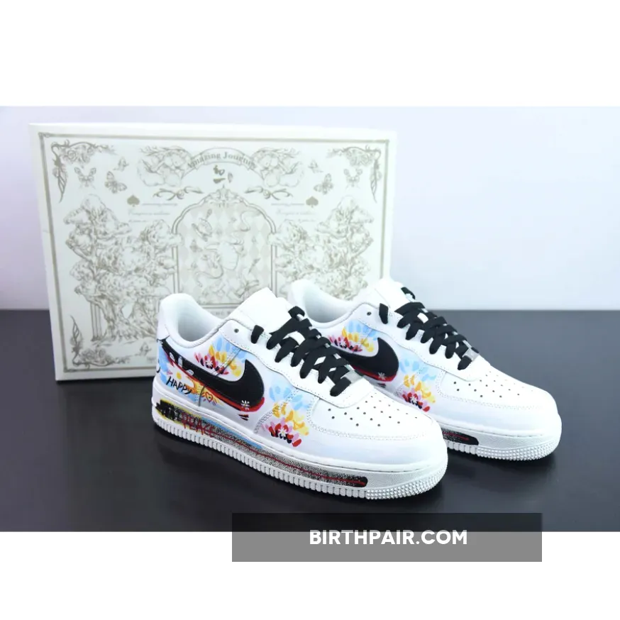 Online Sale Custom Nike Air Force 1 Low White Black Multi 1685110996
