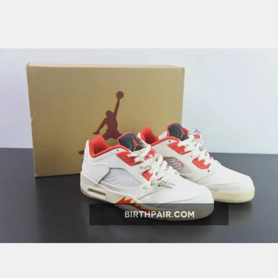 Chinese Jordan 5 Air Jordan 5 Low 'CNY' Sail/Chile Red-Opti Yellow-Pearl White